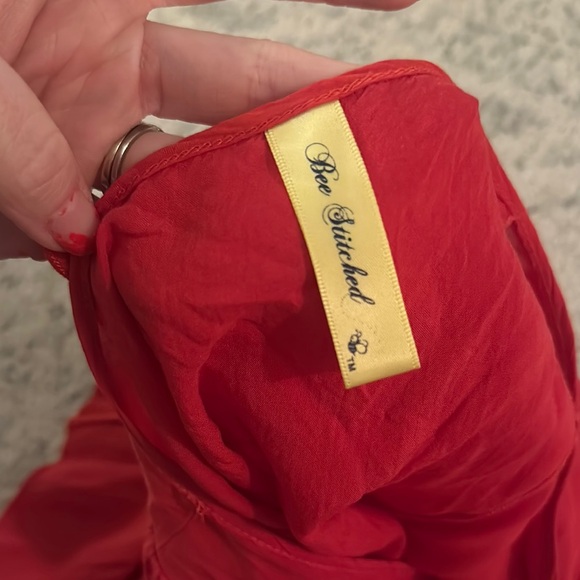 Red Flutter Sleeve Backless Flowy Ruffled Blouse - Picture 2 of 3